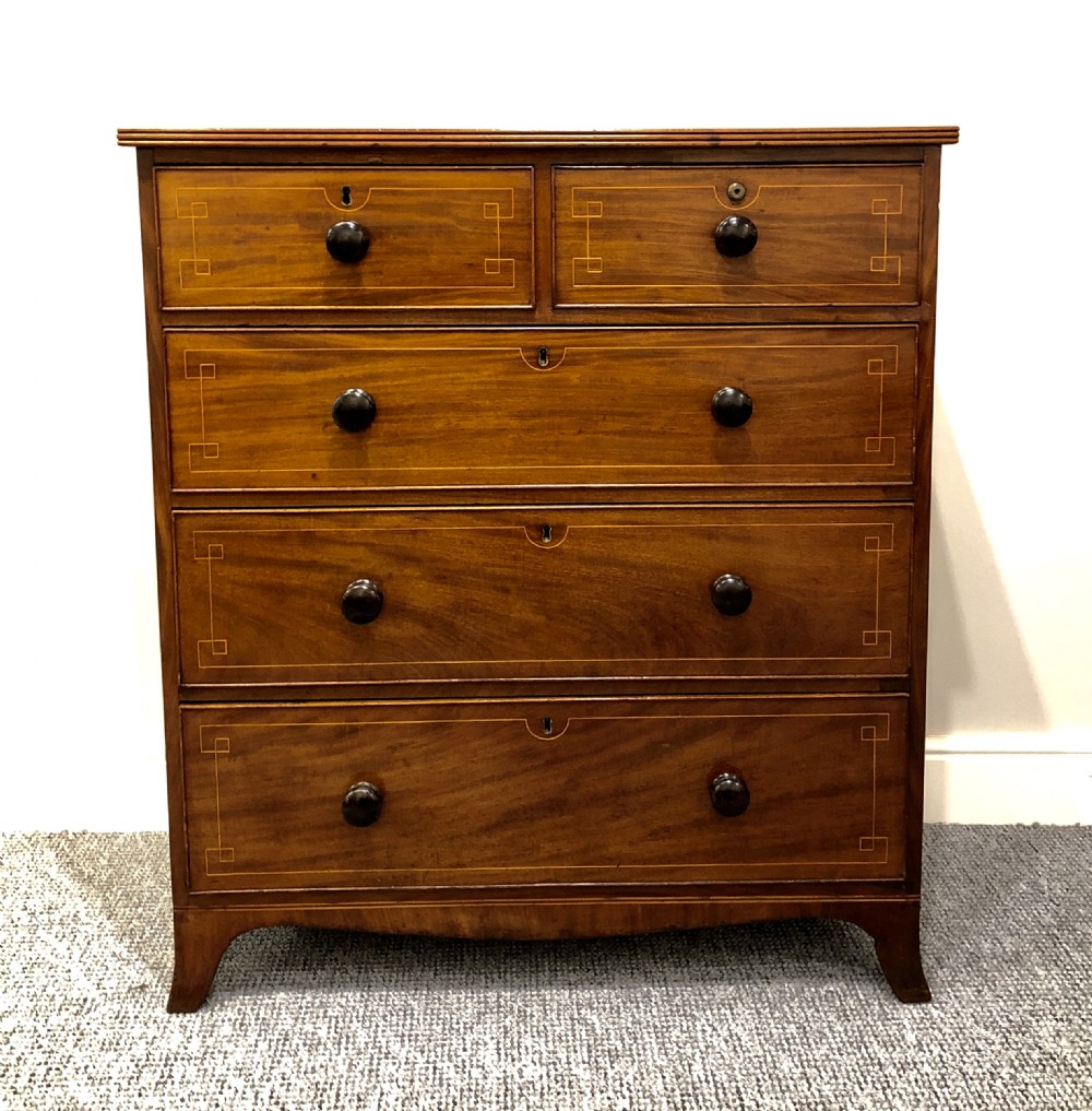 Antique Regency Mahogany Inlaid Chest of Drawers