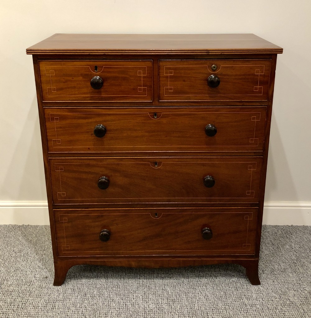 Antique Regency Mahogany Inlaid Chest of Drawers View II