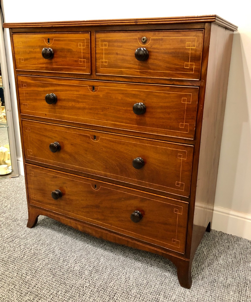 Antique Regency Mahogany Inlaid Chest of Drawers View III