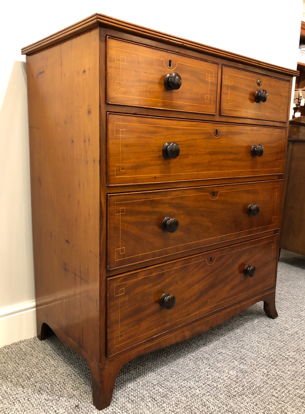 Antique Regency Mahogany Inlaid Chest of Drawers View VII