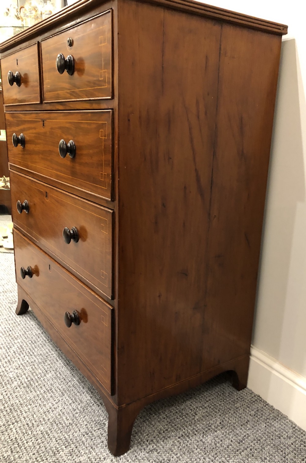 Antique Regency Mahogany Inlaid Chest of Drawers View VIII