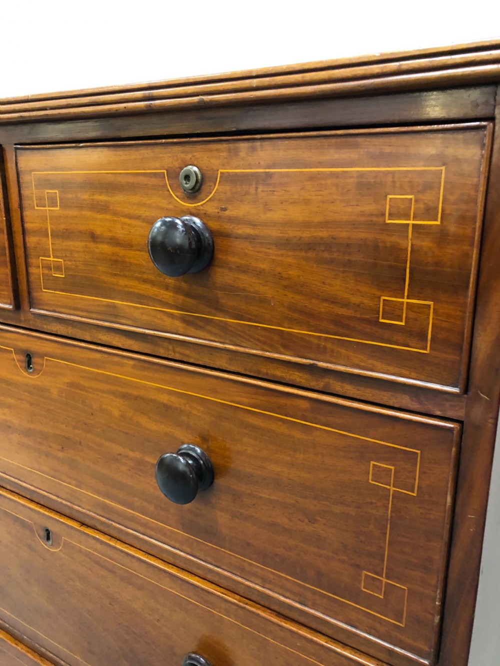 Antique Regency Mahogany Inlaid Chest of Drawers View XI