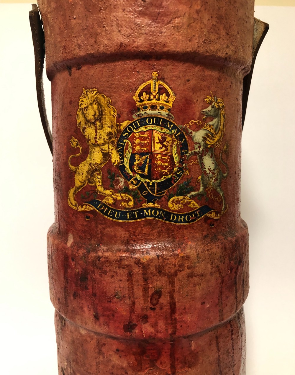 Antique Leather Military Armorial Shell Case Carrier View II
