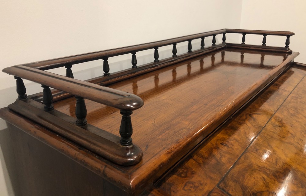 Antique Victorian Burr Walnut Roll Top Desk View VII