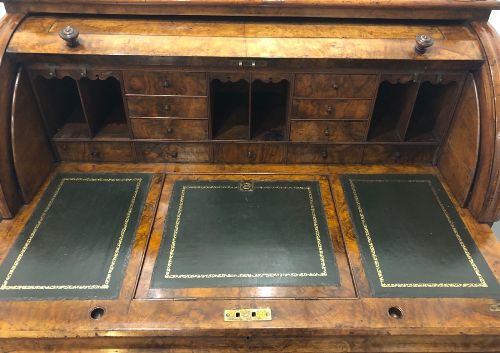 Antique Victorian Burr Walnut Roll Top Desk View XII
