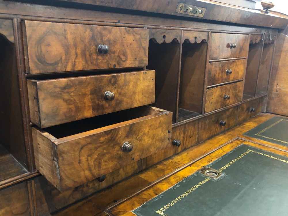 Antique Victorian Burr Walnut Roll Top Desk View XIII