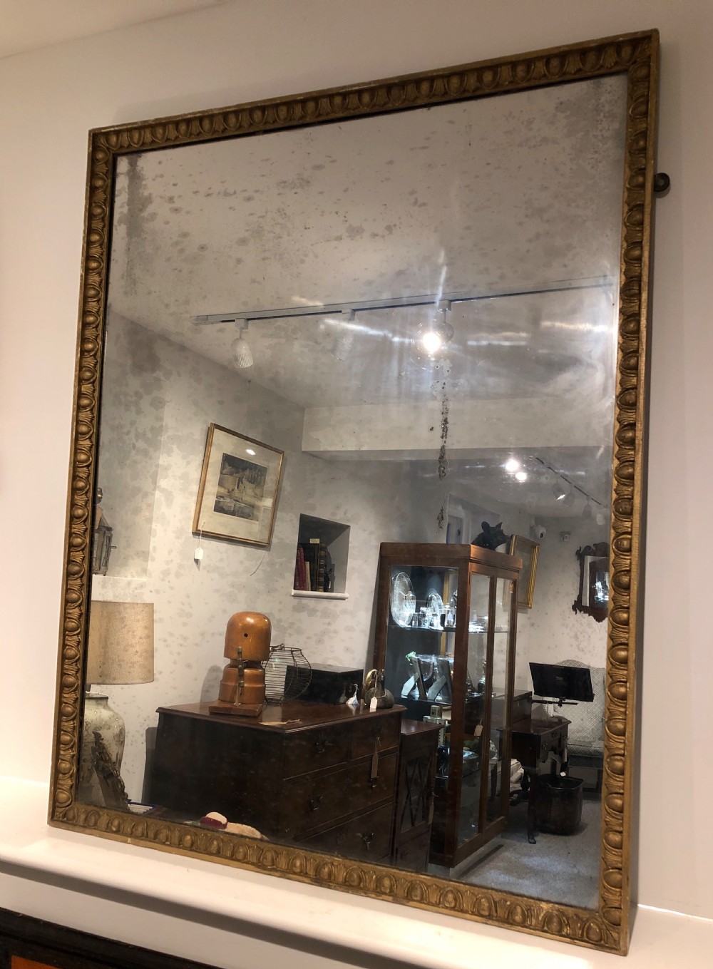 Large Antique Regency Gilded Wall Mirror with Original Glass
