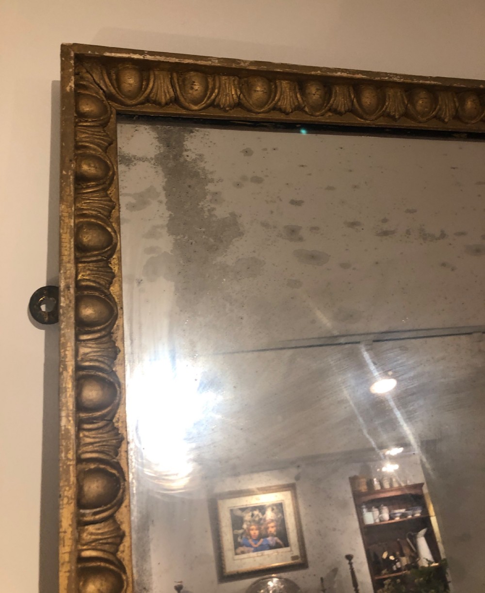 Large Antique Regency Gilded Wall Mirror with Original Glass View VIII