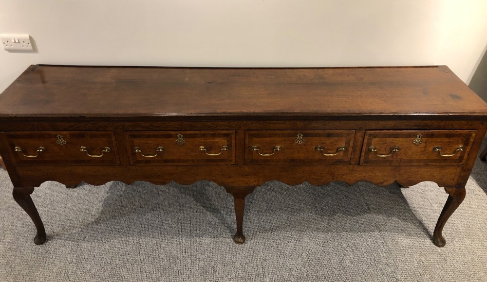 Large Antique Georgian Four Drawer Oak Dresser Base View II