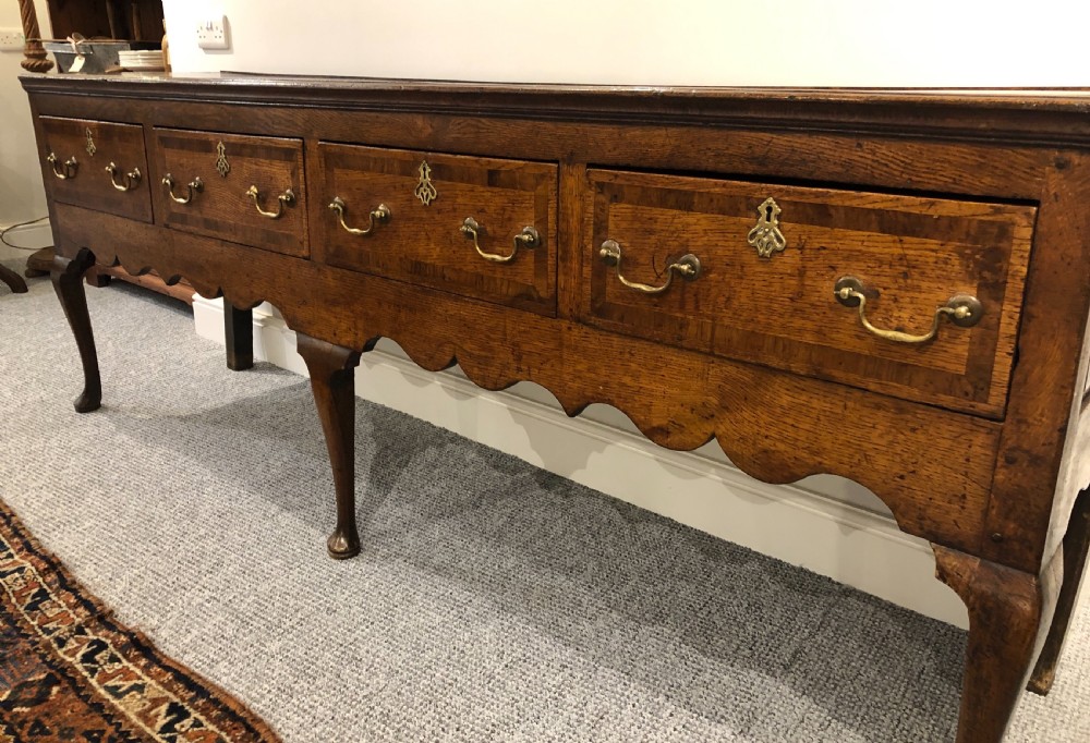 Large Antique Georgian Four Drawer Oak Dresser Base View IV