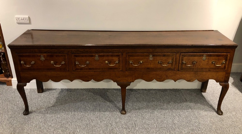 Large Antique Georgian Four Drawer Oak Dresser Base View V