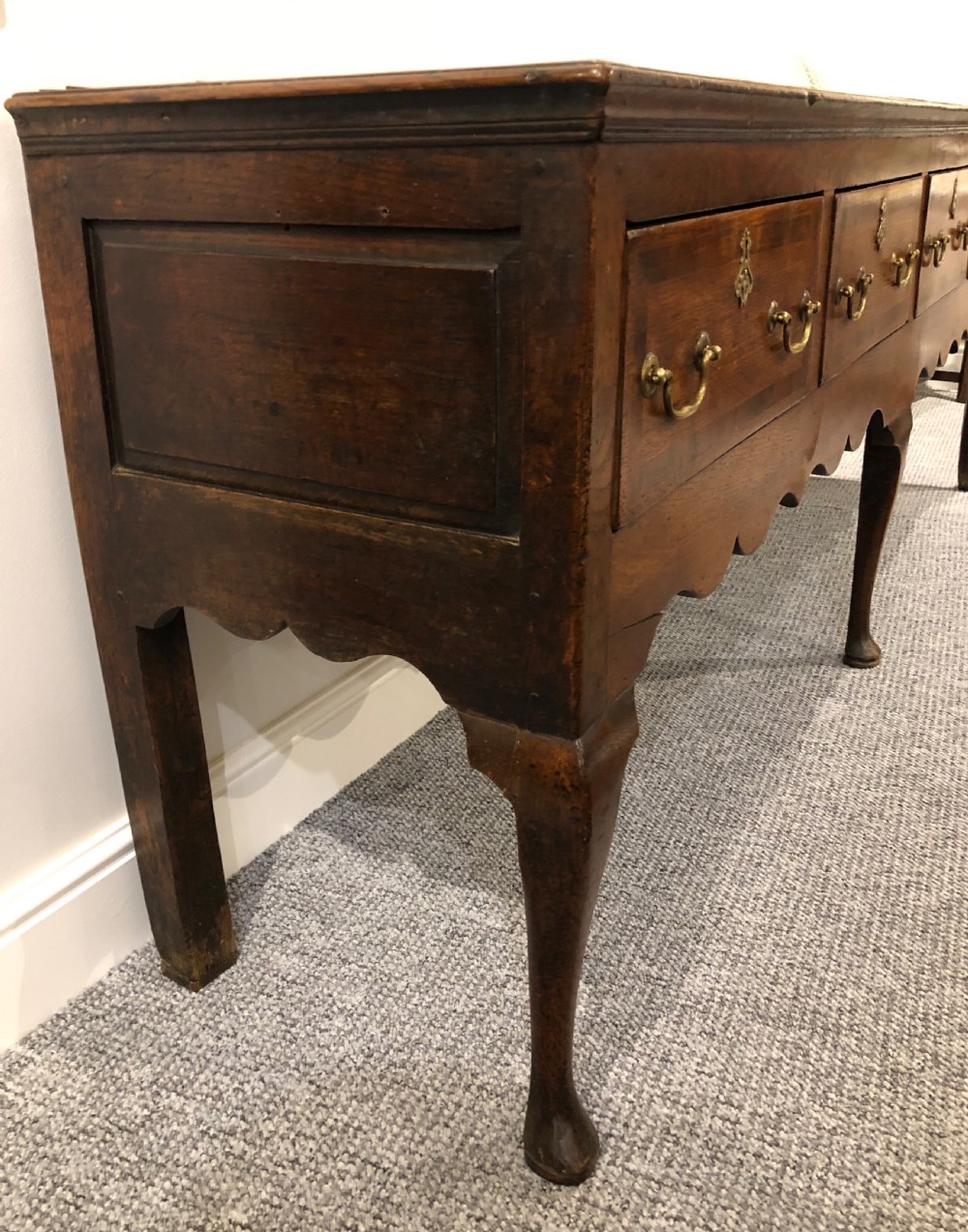 Large Antique Georgian Four Drawer Oak Dresser Base View VIII