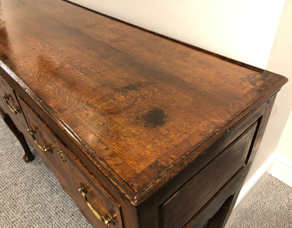 Large Antique Georgian Four Drawer Oak Dresser Base View IX