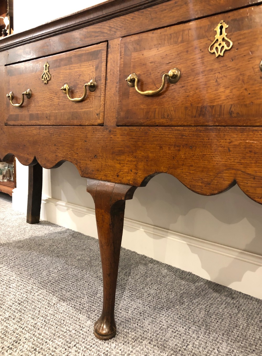Large Antique Georgian Four Drawer Oak Dresser Base View XII