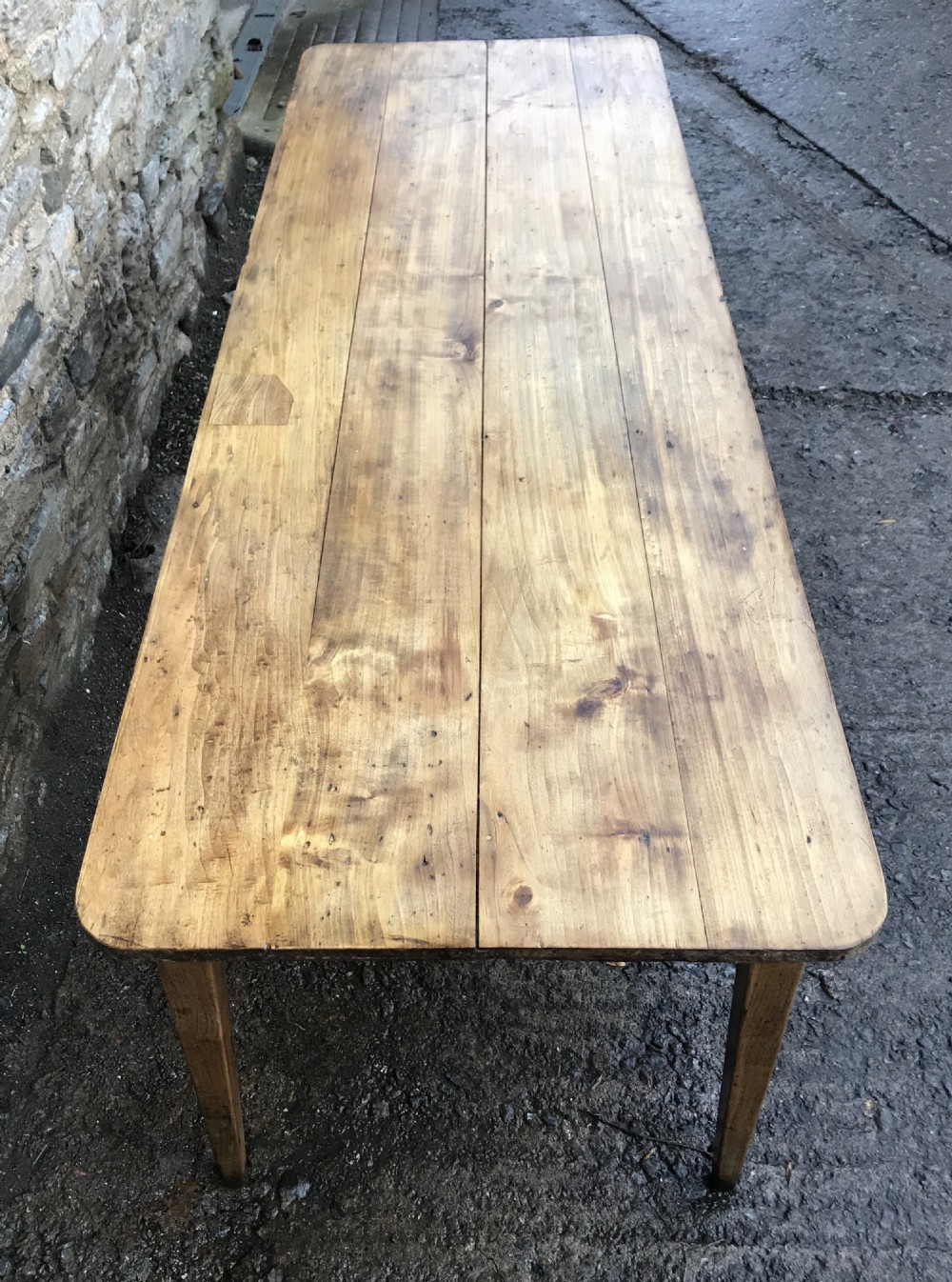 Large Antique French Fruitwood Dining Table  View V