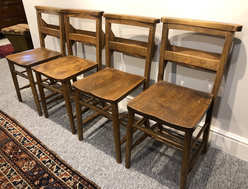Set of 4 Antique Church Chapel Chairs View II