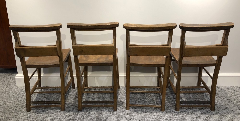 Set of 4 Antique Church Chapel Chairs View IV