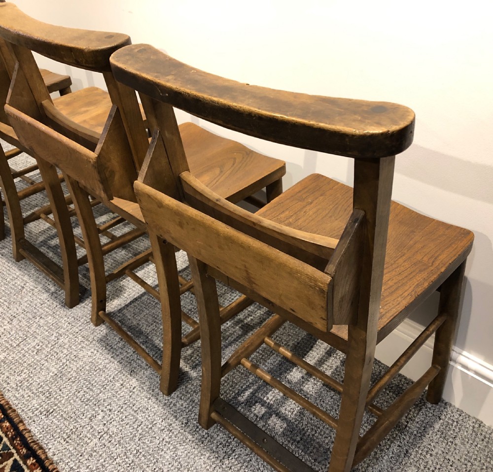 Set of 4 Antique Church Chapel Chairs View V