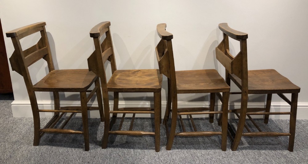 Set of 4 Antique Church Chapel Chairs View VIII
