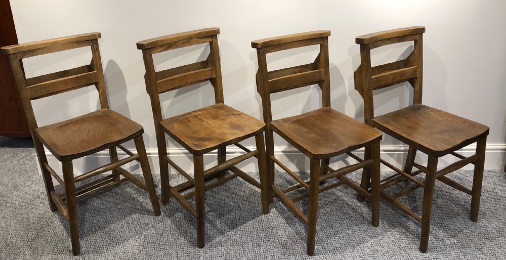 Set of 4 Antique Church Chapel Chairs View IX