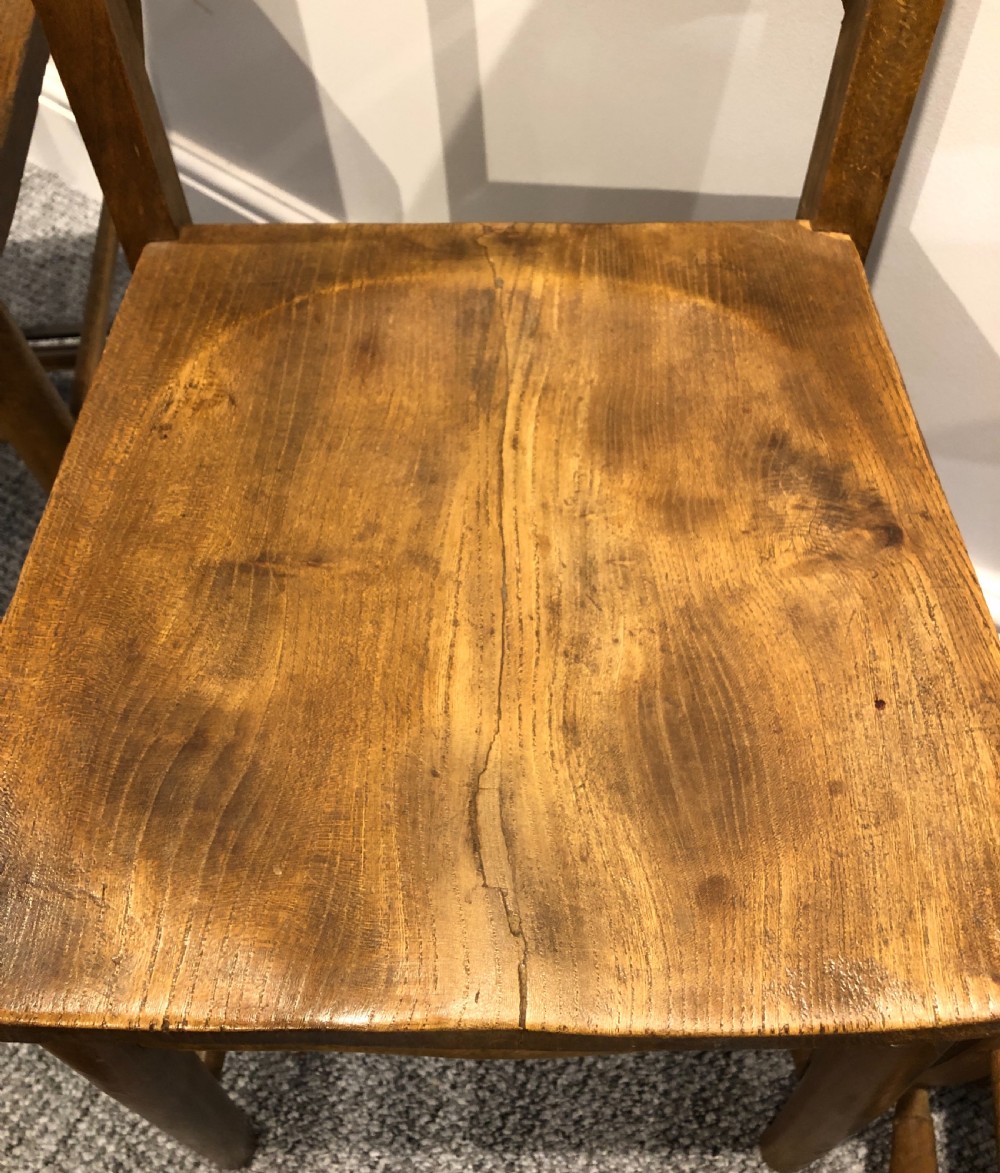 Set of 4 Antique Church Chapel Chairs View XI
