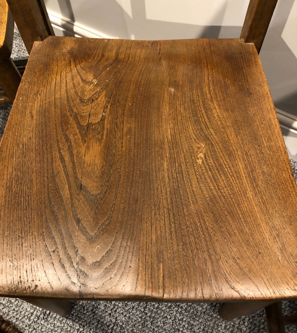 Set of 4 Antique Church Chapel Chairs View XIII