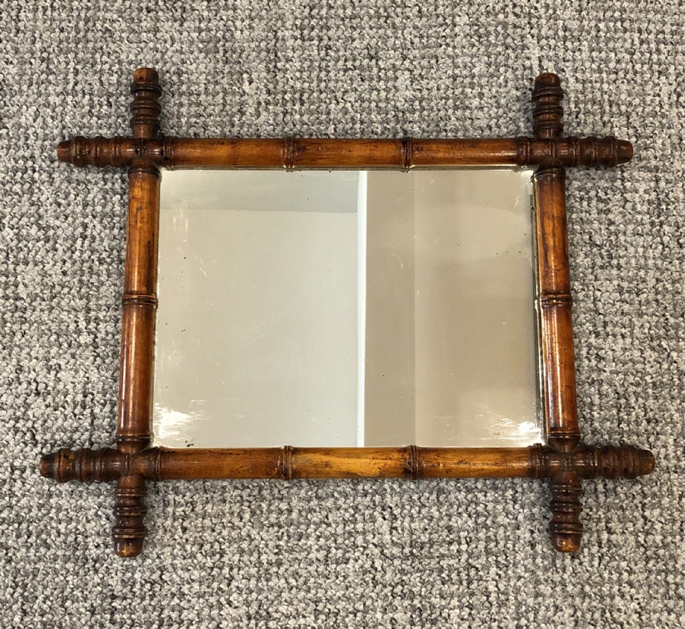 Antique French Faux Bamboo Wall Mirror