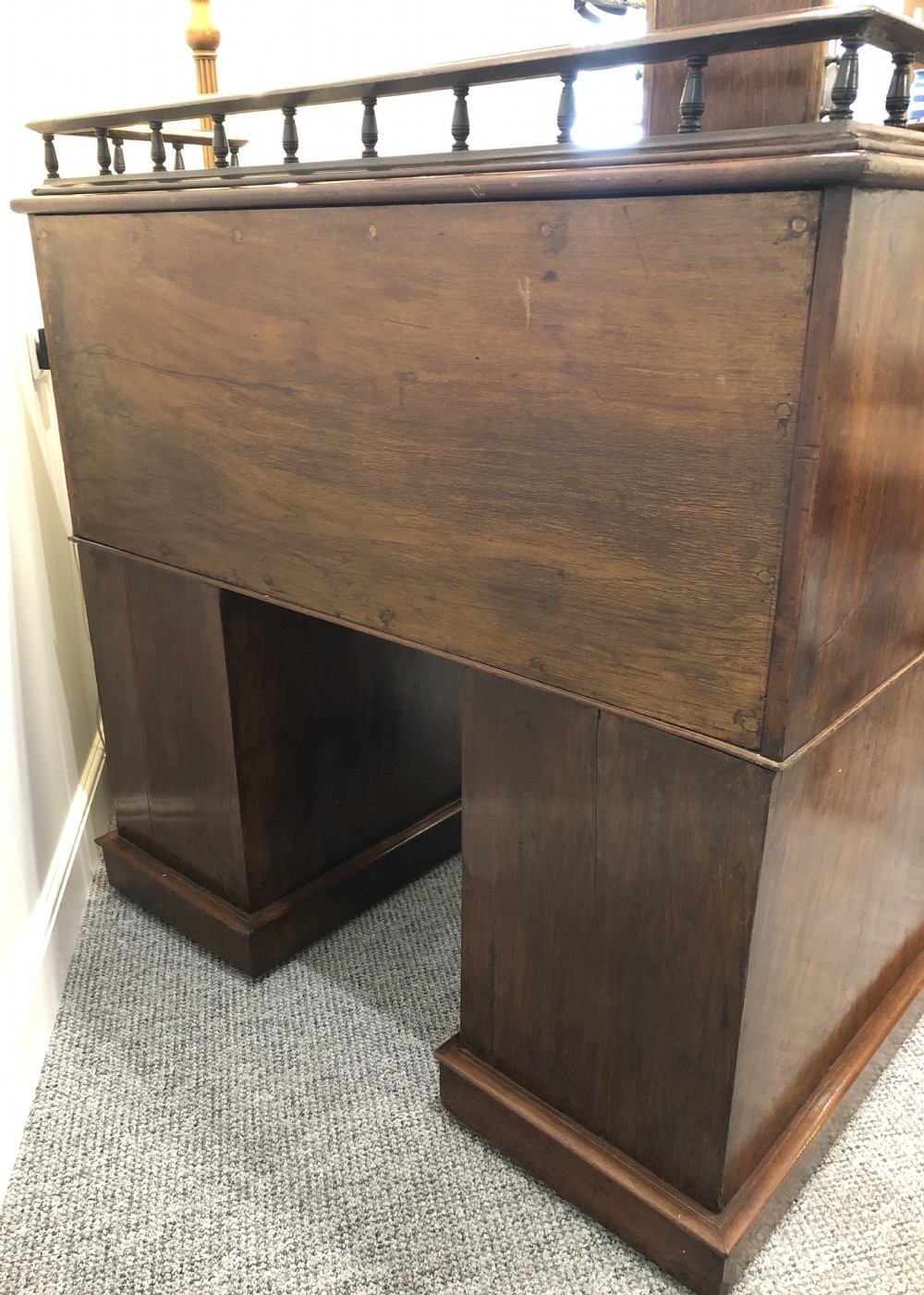 Antique Victorian Burr Walnut Roll Top Desk View XXII
