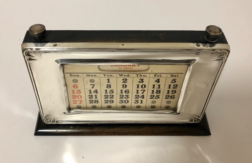 Antique Art Deco Sterling Silver Perpetual Desk Calendar 1929 View VII