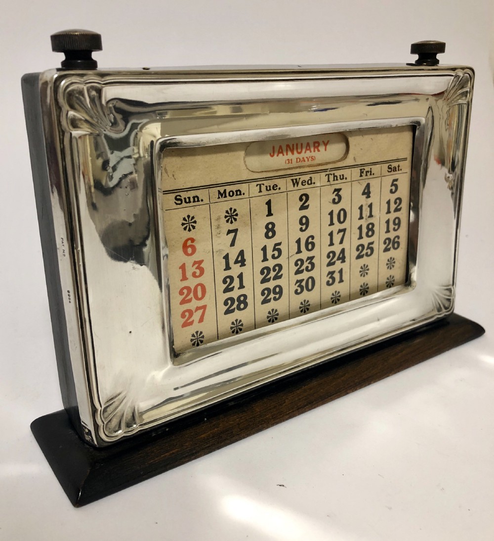 Antique Art Deco Sterling Silver Perpetual Desk Calendar 1929 View IX