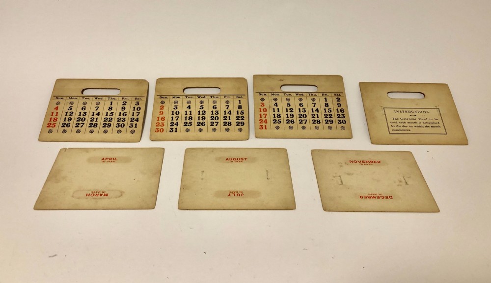 Antique Art Deco Sterling Silver Perpetual Desk Calendar 1929 View XII