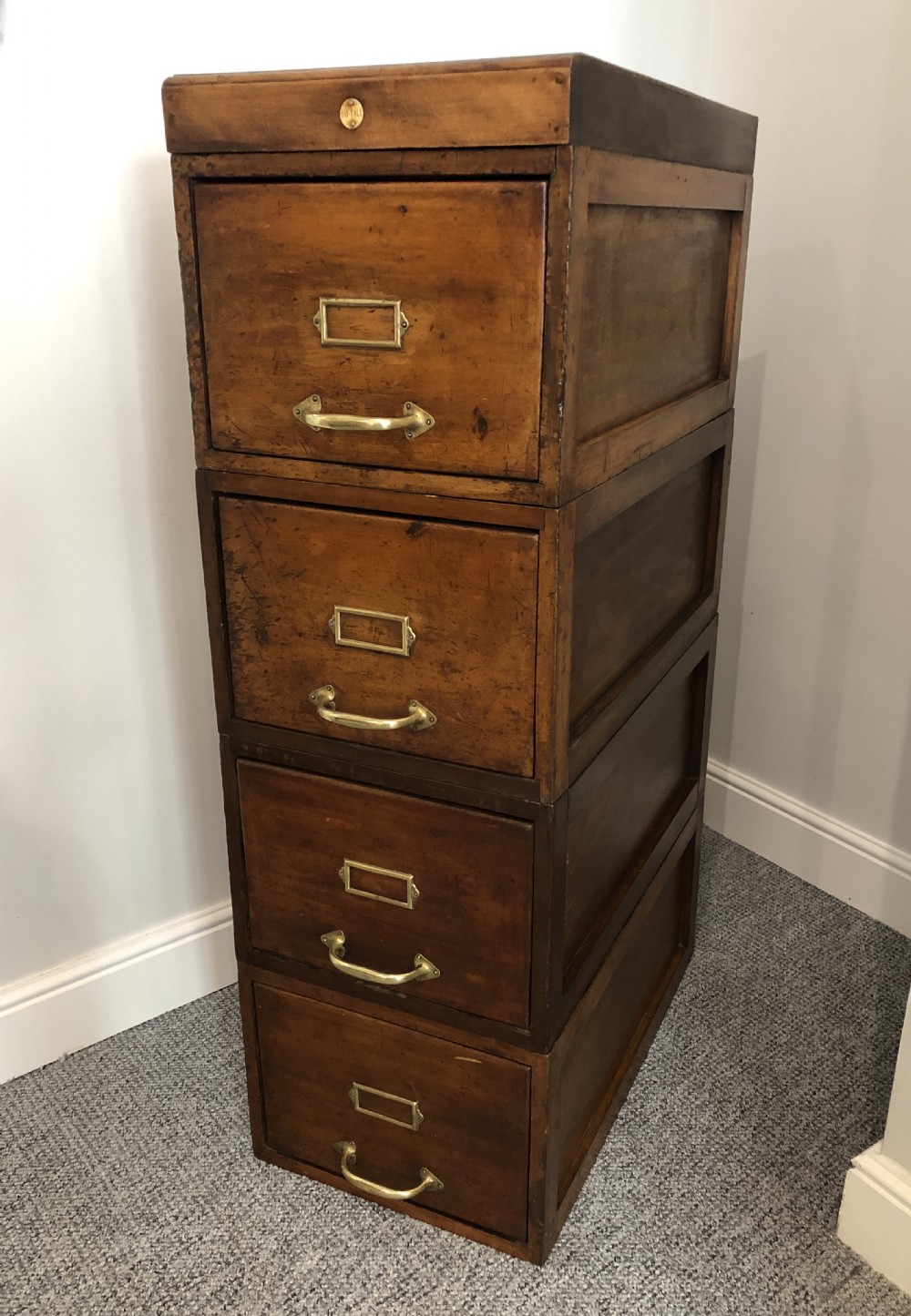 Antique Vintage Stacking Wooden Filing Cabinet Drawers