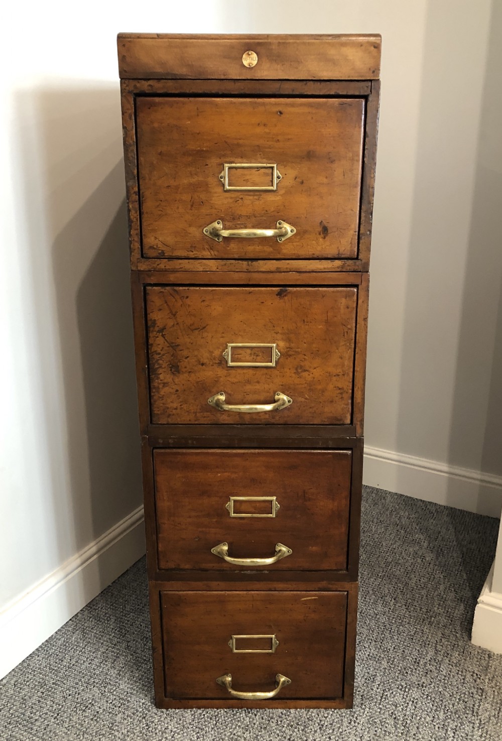 Antique Vintage Stacking Wooden Filing Cabinet Drawers View II