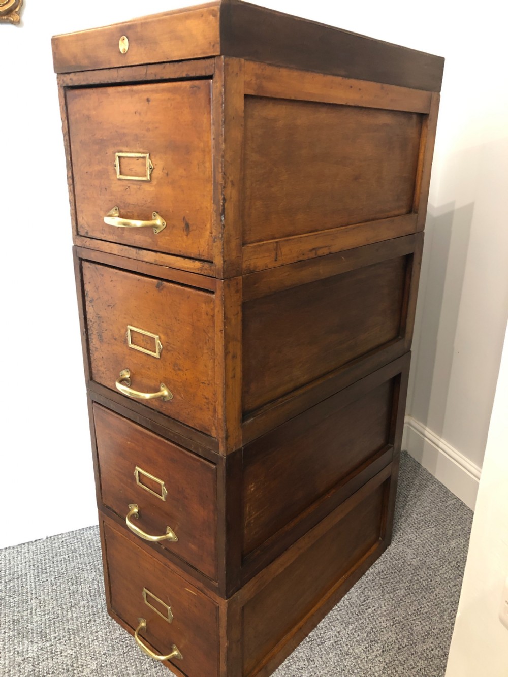 Antique Vintage Stacking Wooden Filing Cabinet Drawers View VI