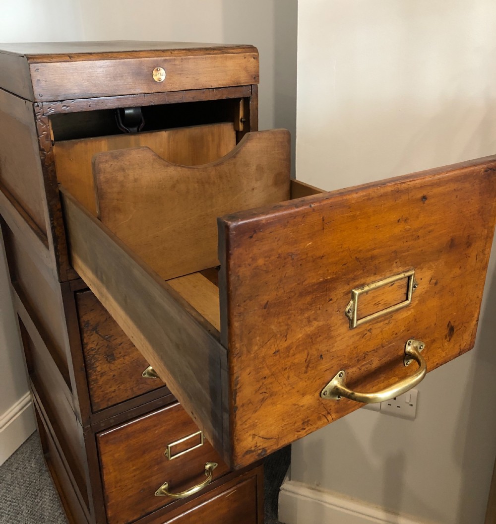 Antique Vintage Stacking Wooden Filing Cabinet Drawers View IX