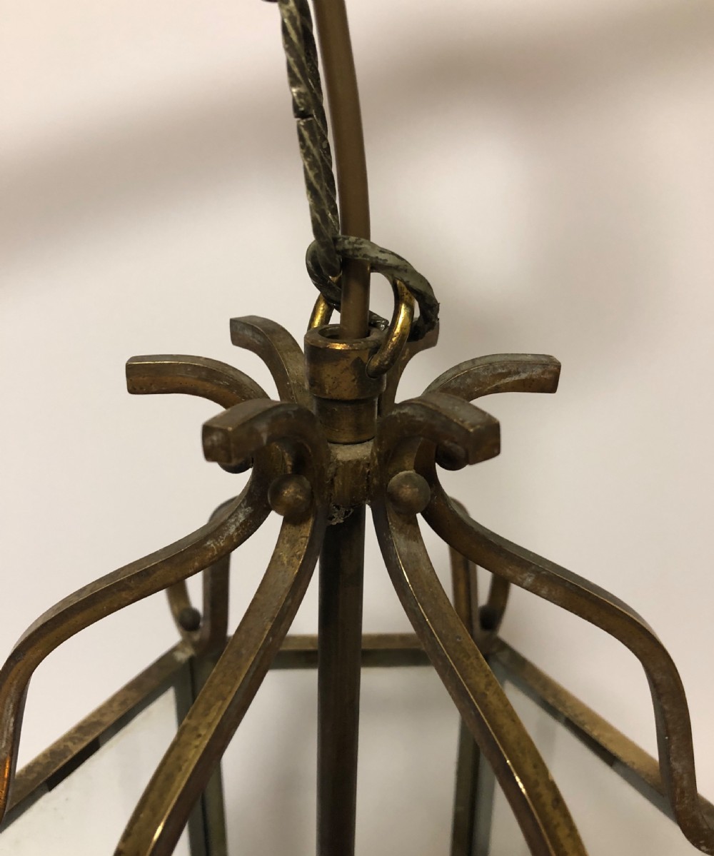 Antique Brass Framed Hexagonal Glass Lantern View VIII