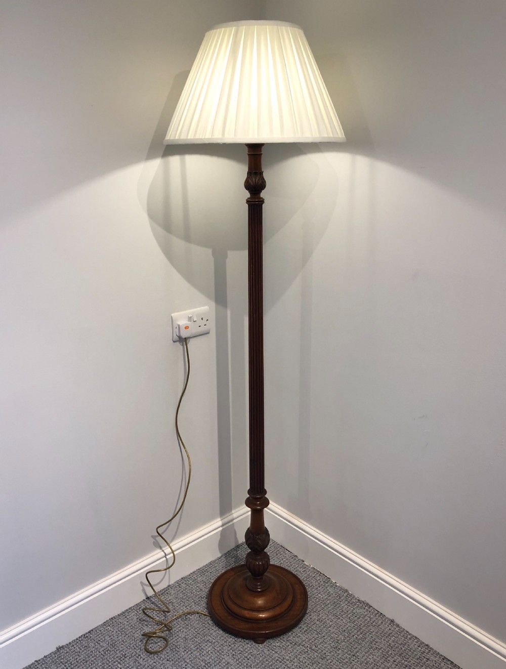 Antique Fluted Mahogany Standard Lamp View II
