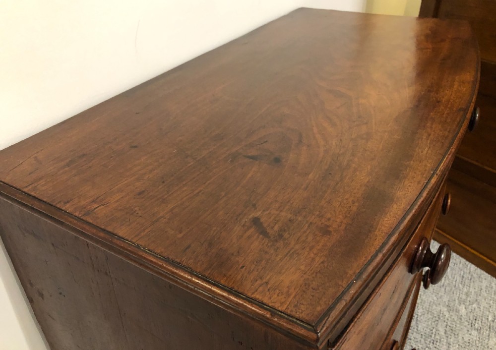 Small Georgian Flame Mahogany Bow Front Chest of Drawers View VI