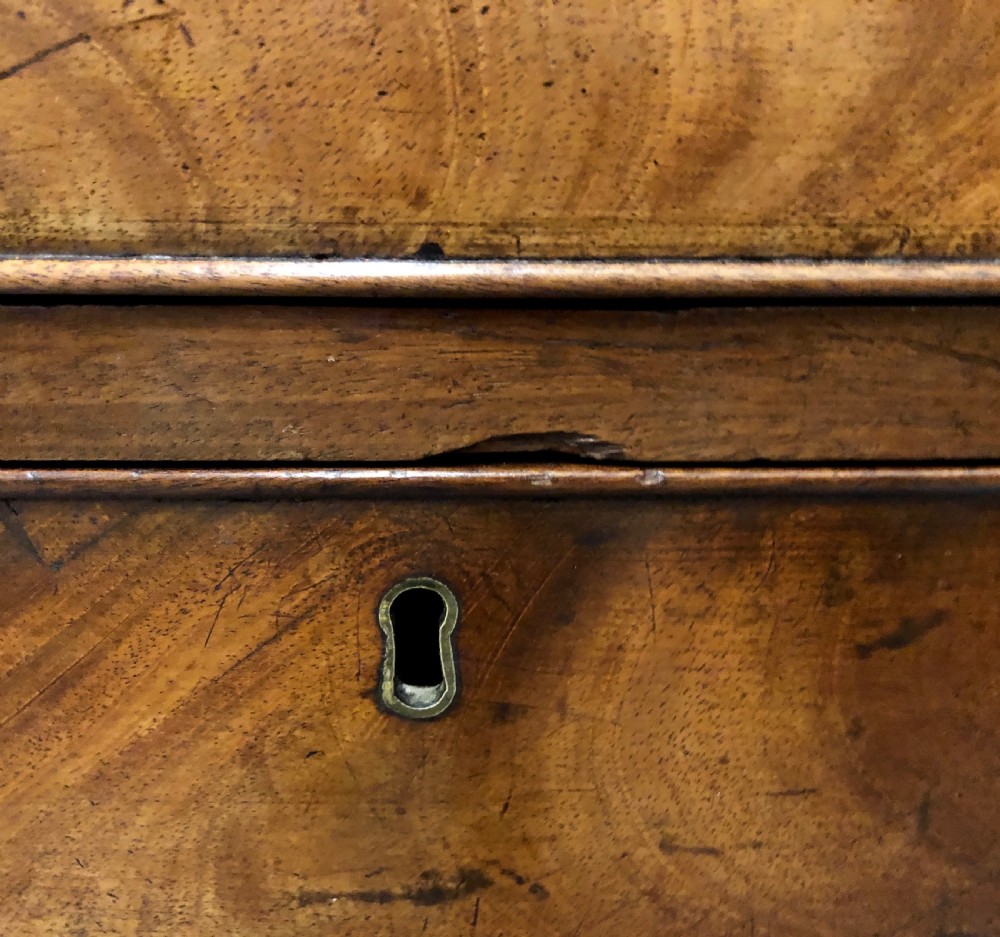 Small Georgian Flame Mahogany Bow Front Chest of Drawers View IX