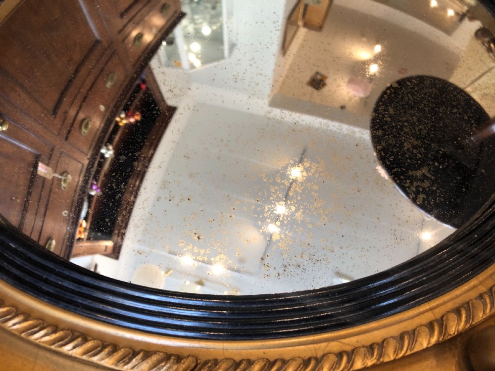 Antique Regency Style Gilt Convex Wall Mirror View V