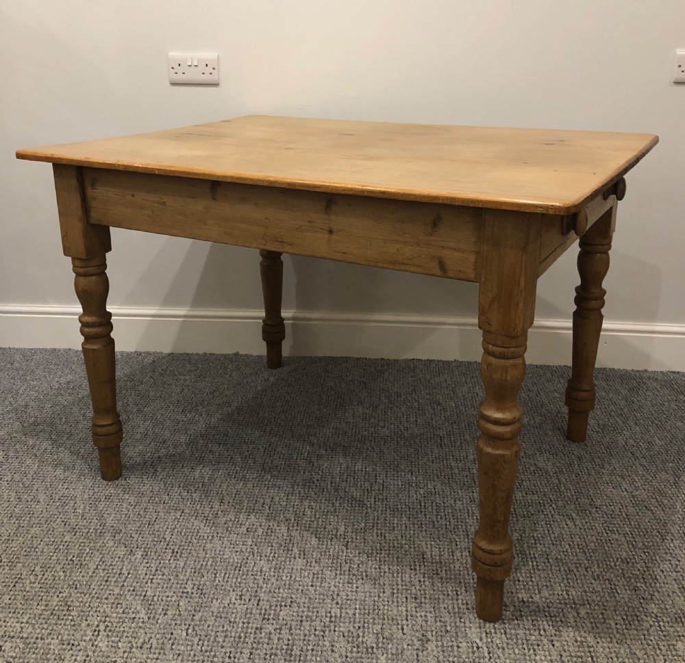 Small Antique Victorian Pine Farmhouse Dining Table View IV