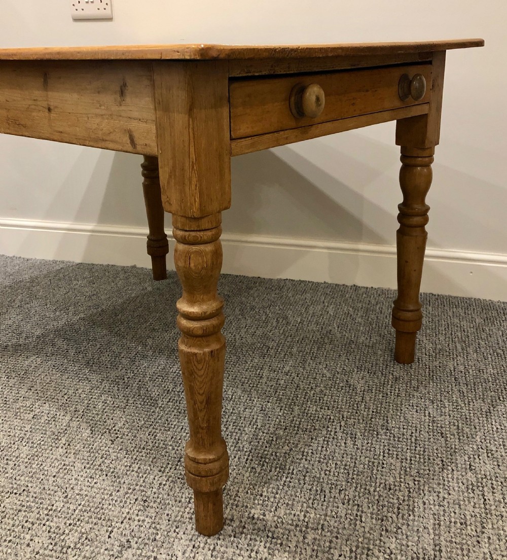 Small Antique Victorian Pine Farmhouse Dining Table View V