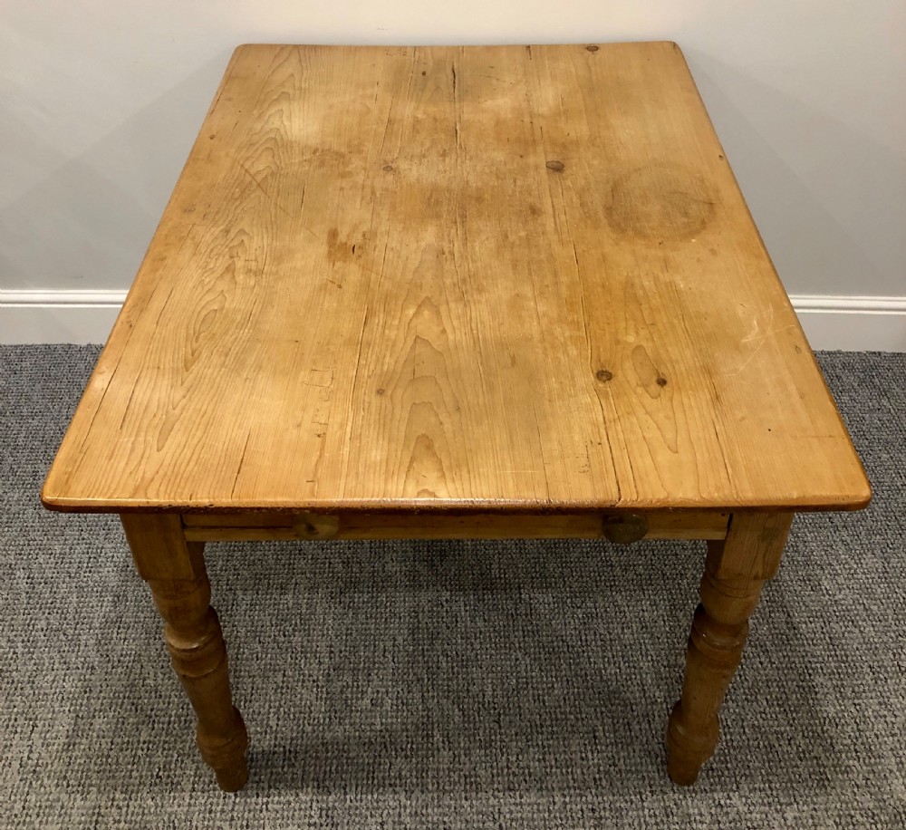 Small Antique Victorian Pine Farmhouse Dining Table View VI