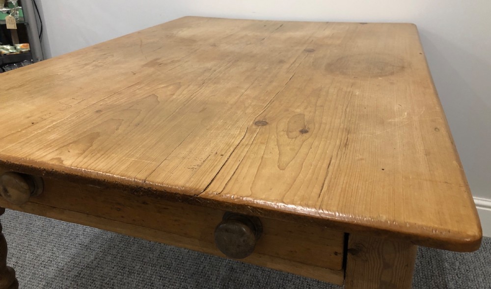 Small Antique Victorian Pine Farmhouse Dining Table View VII