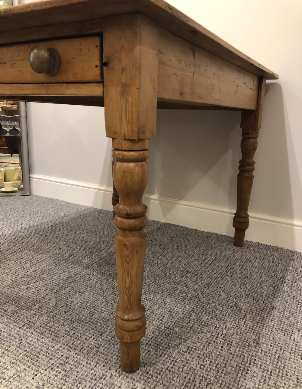 Small Antique Victorian Pine Farmhouse Dining Table View VIII