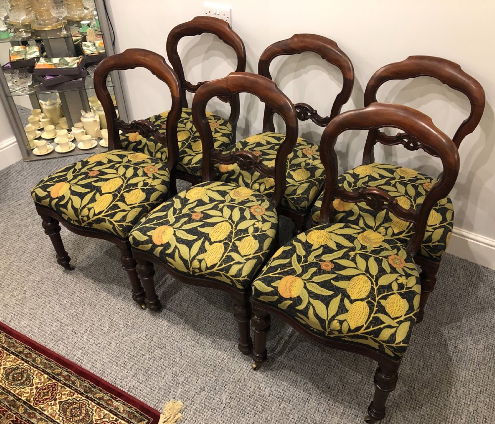 Set of 6 Antique Victorian Mahogany Balloon Back Dining Chairs View III