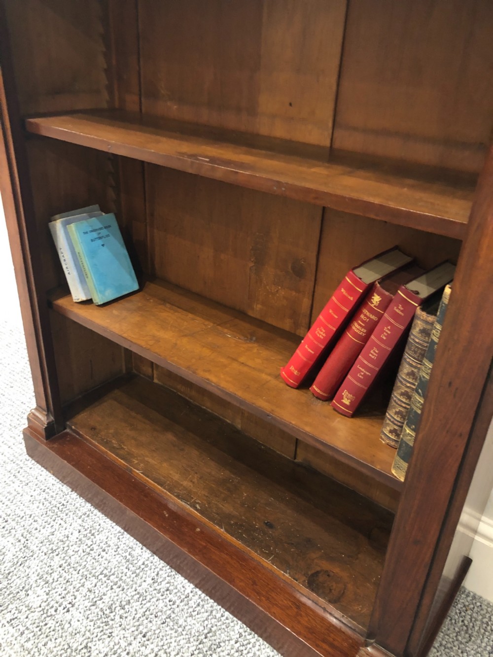 Small Antique Victorian Mahogany Open Bookcase View XI