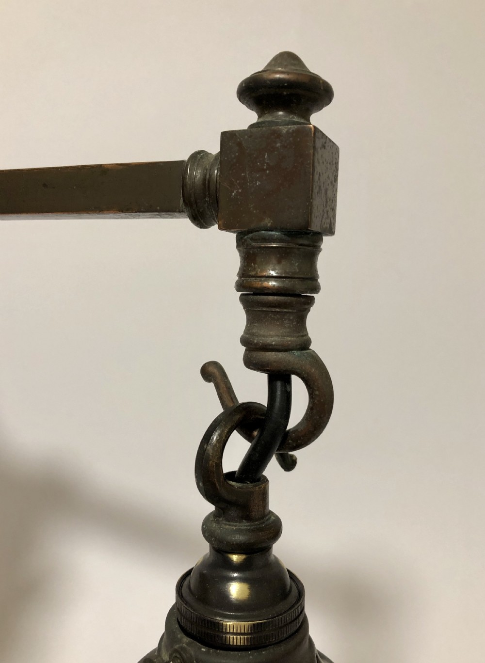 Antique Holophane Prismatic Glass Pendant Light on Wall Mounted Bracket 12 Available View XI