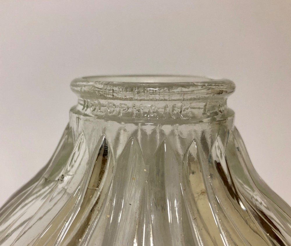 Antique Holophane Prismatic Glass Pendant Light on Wall Mounted Bracket 12 Available View XII