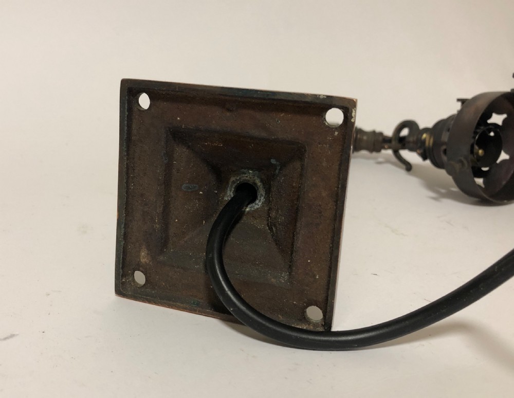 Antique Holophane Prismatic Glass Pendant Light on Wall Mounted Bracket 12 Available View XVII